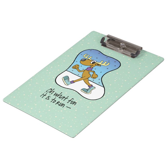 Running Exercise Reindeer Christmas Clipboard (Angled)
