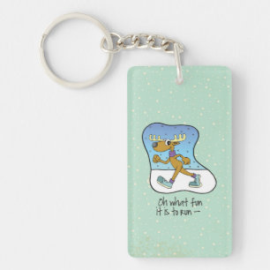 Running Exercise Reindeer Christmas Keychain