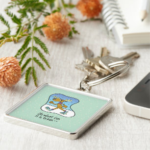 Running Exercise Reindeer Christmas Keychain