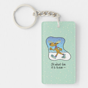 Running Exercise Reindeer Christmas Keychain