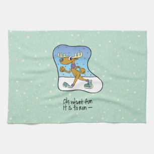 Running Exercise Reindeer Christmas Kitchen Towel