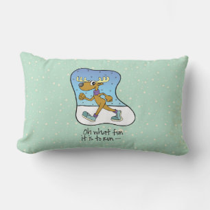 Running Exercise Reindeer Christmas Lumbar Pillow