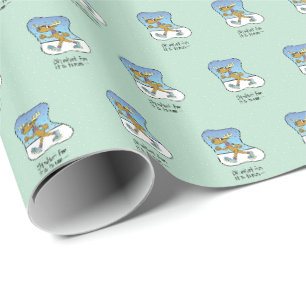 Running Exercise Reindeer Christmas Wrapping Paper