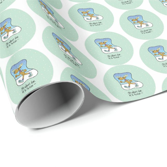 Running Exercise Reindeer Christmas Wrapping Paper (Roll Corner)