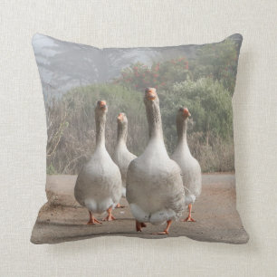 Running Family of Geese Throw Pillow