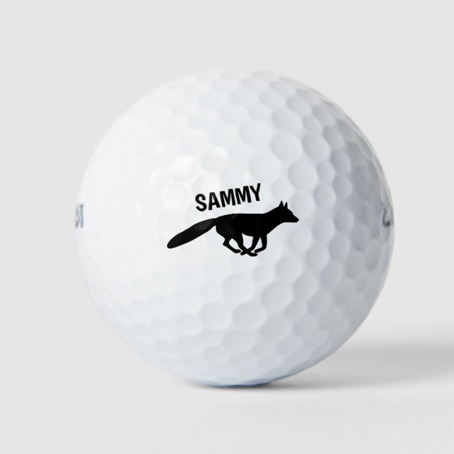 Running Fox Silhouette with Your Text Personalized Golf Balls (Front)