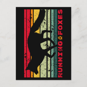 Running Foxes Fox Outline Forest Animal Colourful Postcard