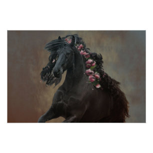 Running Friesian - Poster