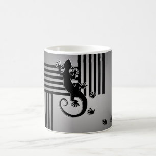 Running Gecko - black & white stripes shine Coffee Mug