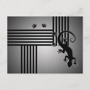 Running Gecko - black & white stripes shine Postcard