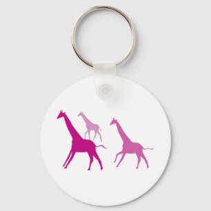 Running Giraffes (Purple) Keychain