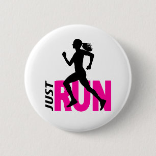 Running girl 2 inch round button