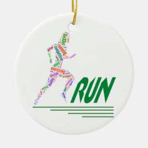 Running girl ceramic ornament
