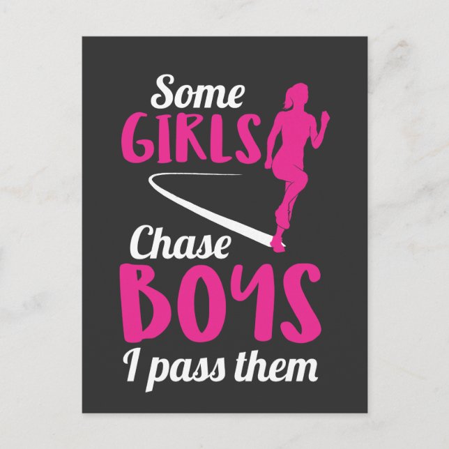 Running Girl Runner Marathon Woman Marathoner Postcard (Front)