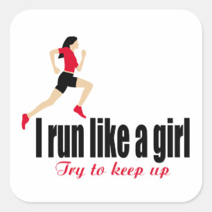 Running girl square sticker