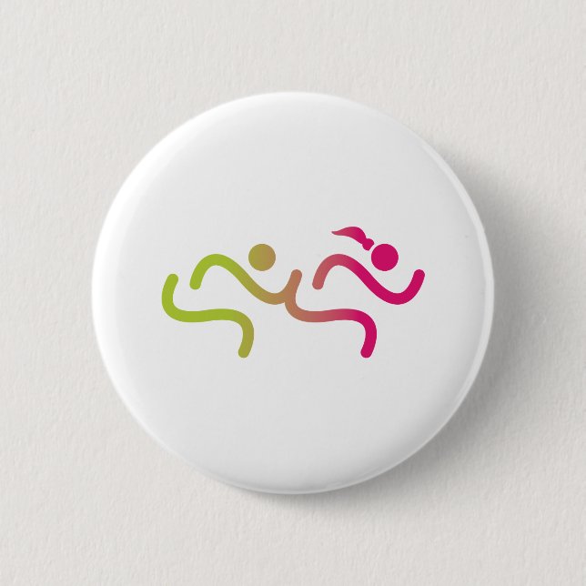 Running Girls Forever 2 Inch Round Button (Front)