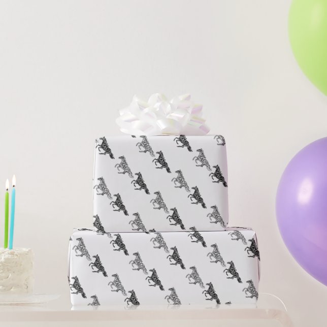 Running Graphic Art Horses  Wrapping Paper (Party Gifts)