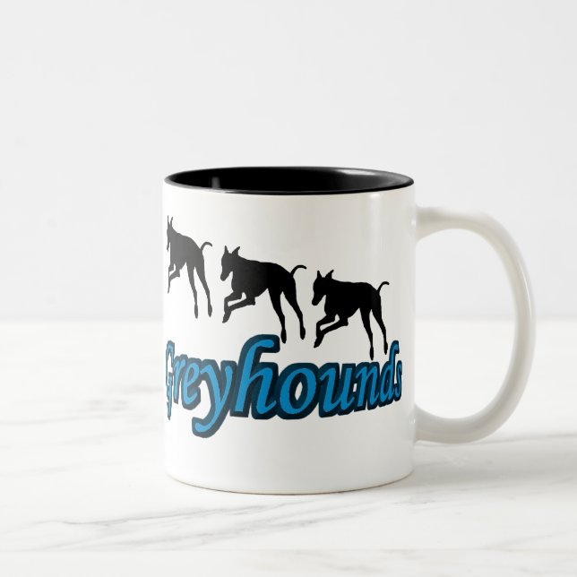 Running Greyhounds Dog Lover Two-Tone Coffee Mug (Right)