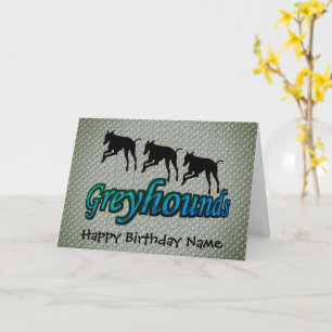 Running Greyhounds Personalized Birthday Card