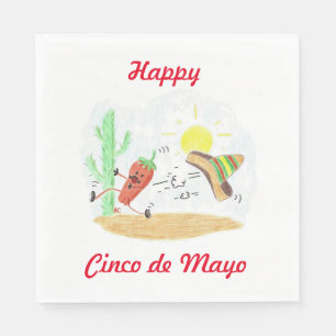Running habanero white luncheon paper napkins