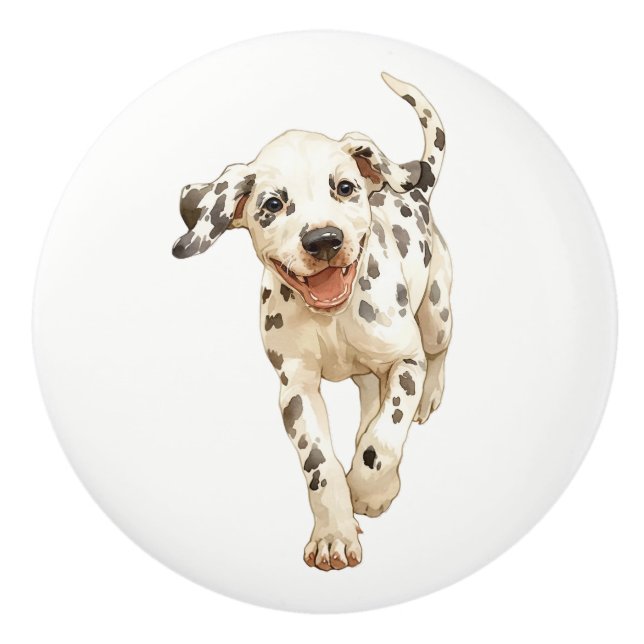 Running Happy Dog #8 Ceramic Pull (Front)