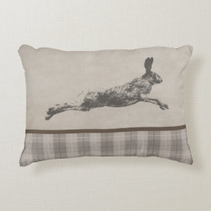 Running hare and tweed pillow cushion.