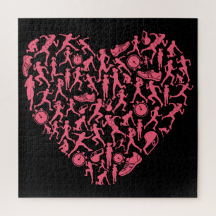Running Heart - Women Runner Silhouettes Jigsaw Puzzle