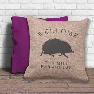 Running Hedgehog Custom country style Throw Pillow