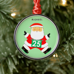 Running Holiday Gift Metal Ornament