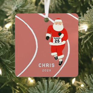 Running Holiday Keepsake Gift Metal Ornament