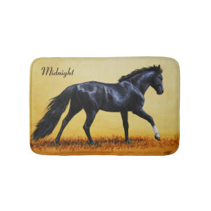 Running Horse Black Stallion Bath Mat