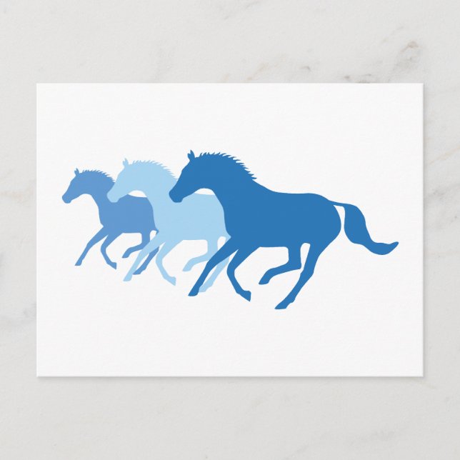 Running Horse (Blue) Postcard (Front)