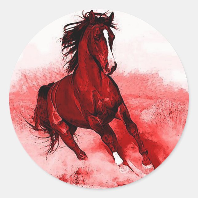 Running Horse Classic Round Sticker (Front)