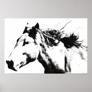 Running Horse Head Pop Art image Poster