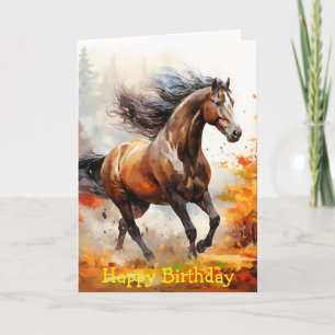 Running Horse in Autumn Card