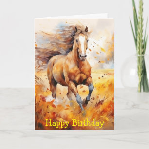Running Horse in Autumn Card