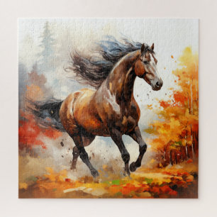 Running Horse in Autumn Jigsaw Puzzle