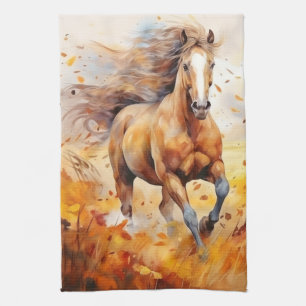 Running Horse in Autumn Kitchen Towel