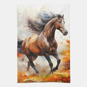 Running Horse in Autumn Kitchen Towel