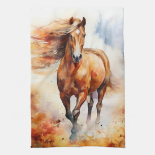 Running Horse in Autumn Kitchen Towel