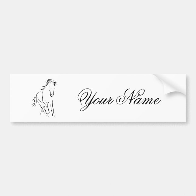 Running horse in black colour bumper sticker (Front)