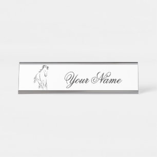Running horse in black colour desk name plate