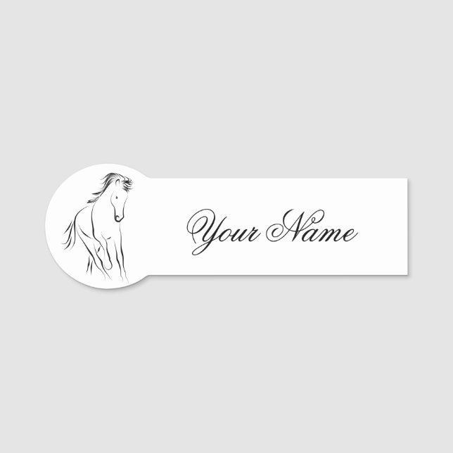 Running horse in black colour name tag (Front)