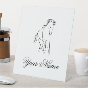 Running horse in black colour pedestal sign