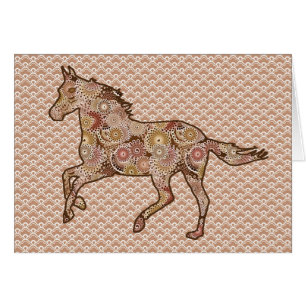 Running Horse Silhouette, Brown, Tan, and Cream