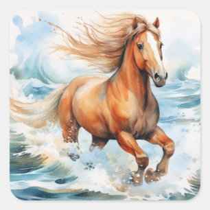 Running Horse Square Sticker