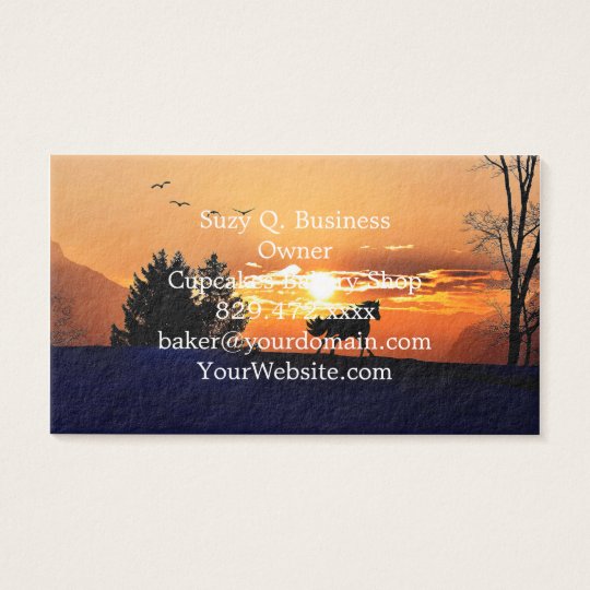 running horse - sunset horse - horse business card