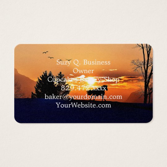 running horse - sunset horse - horse business card