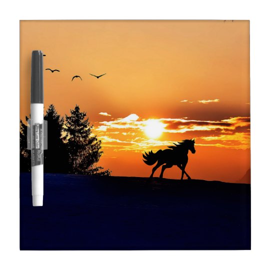 running horse - sunset horse - horse dry erase board