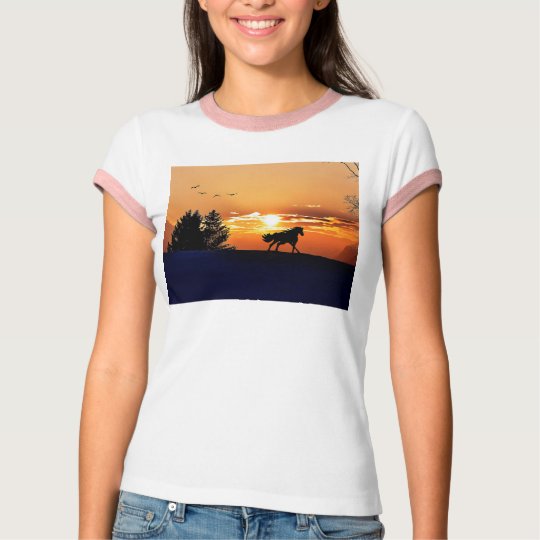 running horse - sunset horse - horse T-Shirt